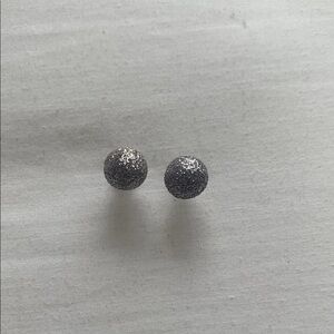 (Free if added to bundle) Glittery Ball Silver Stud Earrings